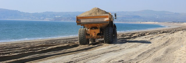 01 trucks on Pwllheli beach, Ruth Livingstone's coastal walk