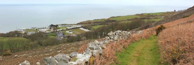 04 walking the Lyn Coastal Path, Ruth hiking in Wales