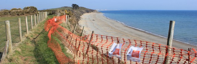 09 coastal erosion, Ruth on the Wales Coast Path