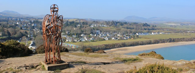 13 metal figure above Plas Glyn y Weddw, Ruth on the Wales Coast Path, Llanbedrog