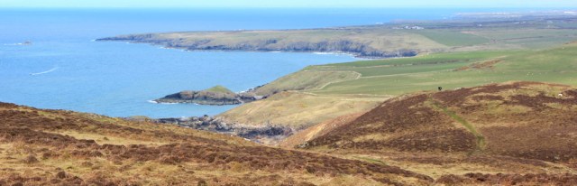 18 Down from Mynydd Anelog, Ruth on the Llyn Coastal Path