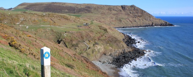 19 looking back to Mynydd Penarfynydd, Ruth on the Llyn Coastal Path, Wales