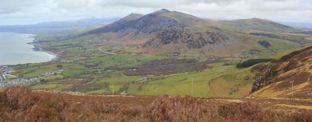 25 looking down to Trefor, Ruth on Yr Eifl, Wales