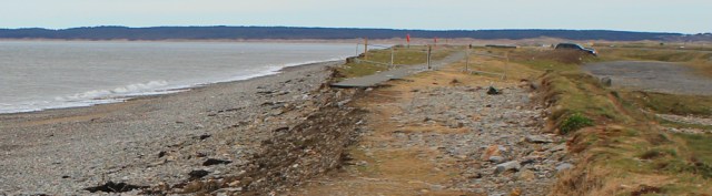 03 promenade path washed away, Dinas Dinlle, Ruth on the Llyn coast path