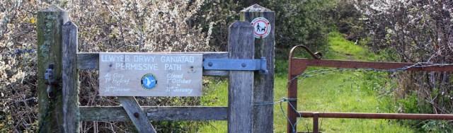 07b Llwyer Drwy Ganiatad Permissive Path, Ruth hiking in Anglesey