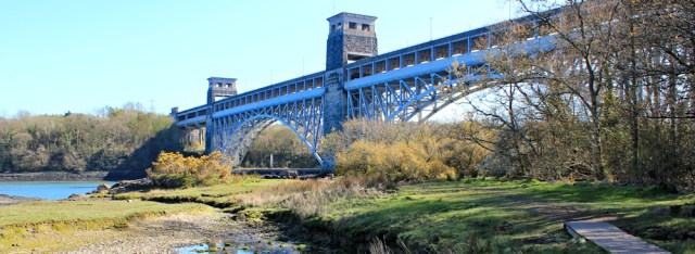 22 Pont Britannia, Ruth walking the Anglesey Coast Path