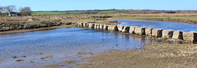 26 stepping stones Gatehouses Ford, Ruth on the Anglesey coastal path