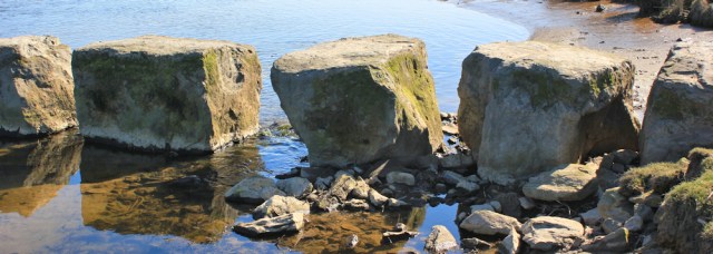 27 giant stepping stones, Dwyran, Ruth at Gatehouses Ford