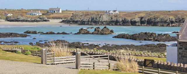 a14 view over Borthwen, Ruth walking in Anglesey