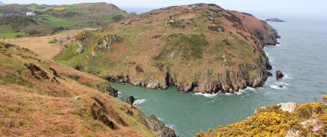 11 looking down into Hell's Mouth, Ruth on Anglesey