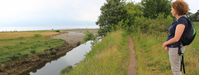 15 Afon Lleiniog, Ruth and Lyn walking the Anglesey coast