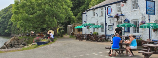 26 pub at Red Wharf Bay, Ruth hiking the Isle of Anglesey Coastal Path
