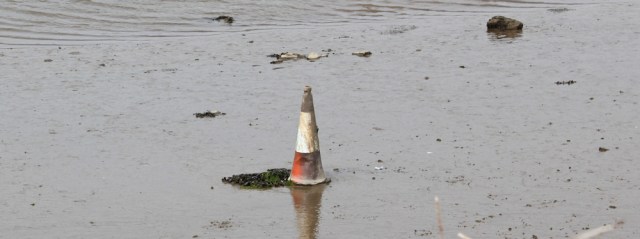  traffic cone, Llangachraeth estuary, Ruth's coastal walk, Anglesey