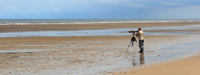07 bird spotter, Point of Ayr, Ruth hiking North Wales