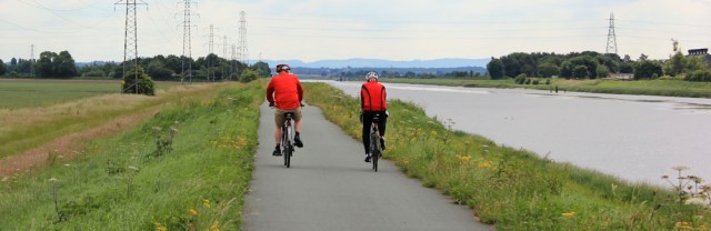 15 cyclists on the Wales Coast Path, River Dee, Ruth's coastal walk