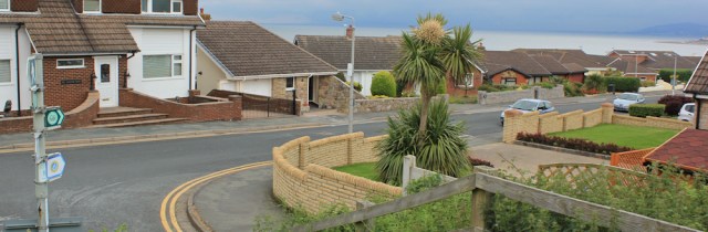 a09 through housing estate, Penrhyn Bay, Ruth's coastal walk, North Wales Path