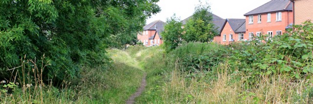 05 behind houses, Ruth hiking in Preston