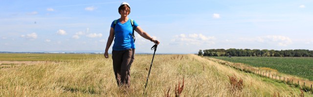 11 Ruth hiking along the Ribble Estuary Nature Reserve