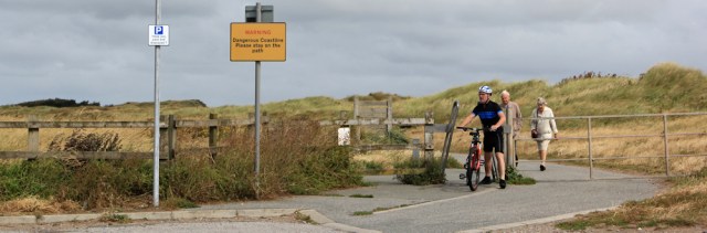 12 Sefton Coastal Footpath, Ruth hiking the shore, Crosby