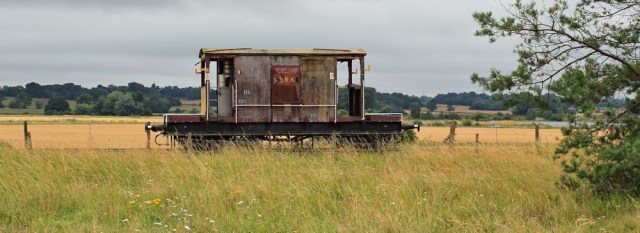 18 old railway car, Ruth hiking to Neston