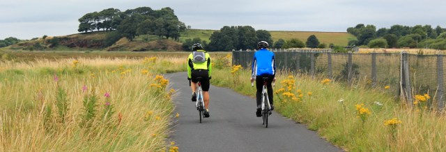 19 cyclists on the new cycle way to Neston, Ruth's coastal walk