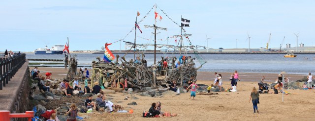 20 artwork ship, Ruth hiking the coast, Wallasey, Wirral