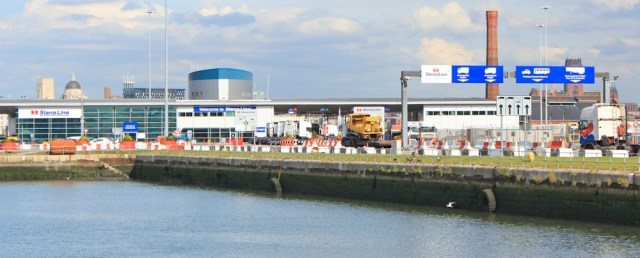 31 StenaLine ferry port, Ruth walking in The Wirral