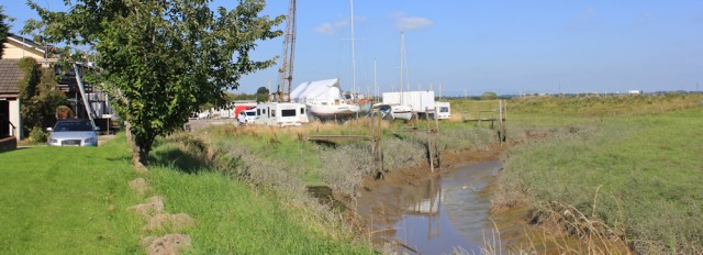20 the creek, Freckleton, Ruth hiking to Blackpool