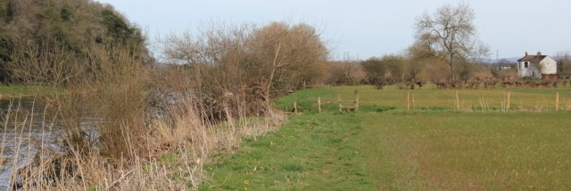 16 flood plain, River Eden, Ruth hiking to Gretna