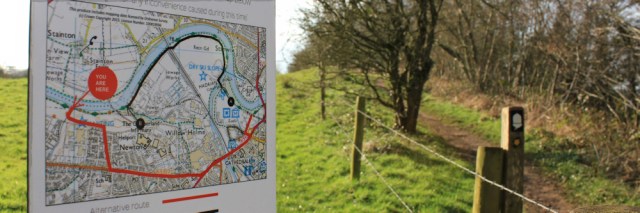 32 diversion sign, Hadrian's Wall Path, near Carlisle, Ruth Livingstone