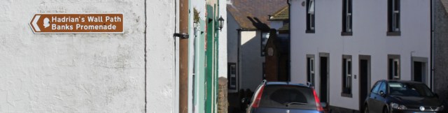 32 Hadrian's wall sign, Ruth Livingstone hiking Bowness on Solway