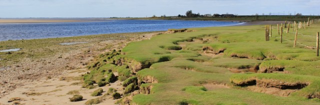 04 Solway shore, Ruth walking from Gretna
