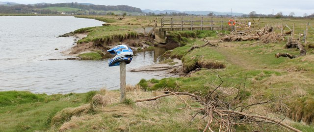 10 helmet and bridge, Ruth hiking to Dumfries, Scotland