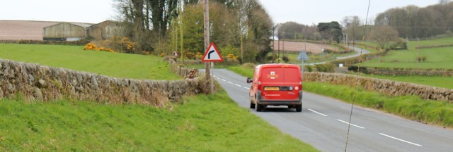 12 post office van again, Ruth walking in Dumfries and Galloway