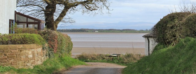 30 coast at Whinnyrig, Ruth walking the shore to Annan