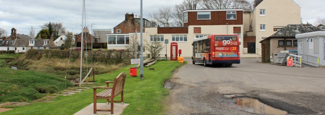 38 bus to Glencaple, Ruth walking the Scottish coast, Dumfries