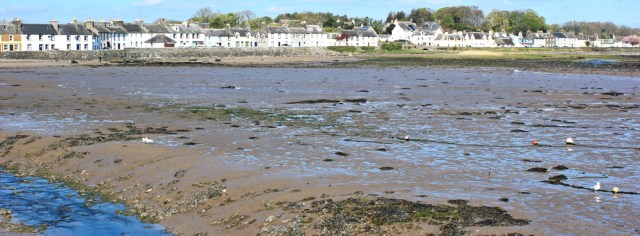 01 looking back at Garlieston, Ruth walking the coast of Scotland