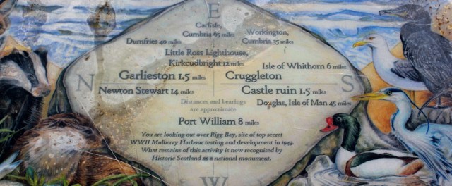 06 information board at Mulberry Bay, Ruth walking the coast of Scotland
