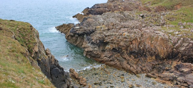 06 rocky coves, Ruth walking the coast of Scotland to Gatehouse of Fleet