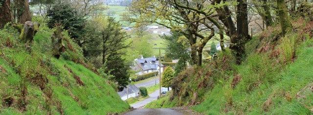 21 very steep hill, Ruth hiking through Dumfries and Galloway