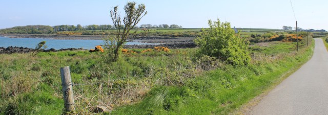 25 road walking from Portyerrock to Isle of Whithorn, Ruth hiking the coast of Scotland