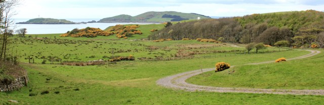 25 to Torrs Point, Ruth hiking in Scotland, Kirkcudbright Bay