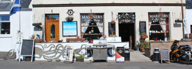 02 Mariners coffee shop, Drummore, Ruth walking the Mull of Galloway Trail, Scotland