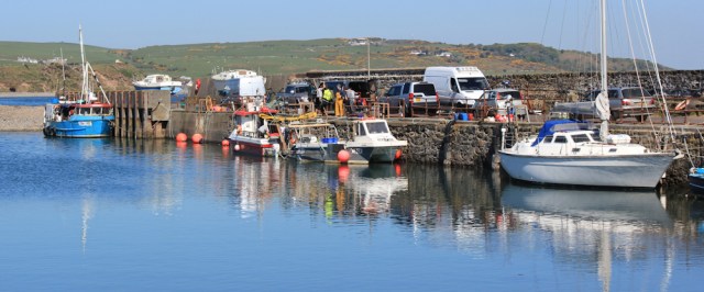 04 Drummore Harbour, Ruth walking the Mull of Galloway Trail, Scotland