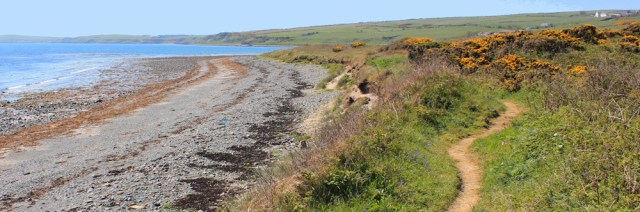09 walking to Maryport Bay, Ruth walking the Mull of Galloway Trail, Scotland