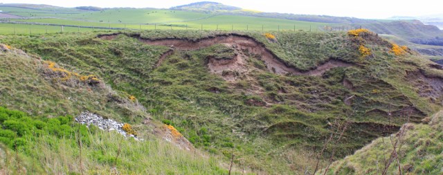 12 landslip of core path, Ruth walking the coast in Dumfries and Galloway, Scotland