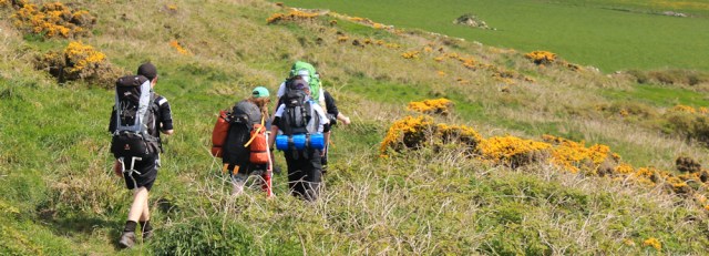 19 young Duke of Edinburgh hikers, Auchenmalg, Ruth on the Scottish coast