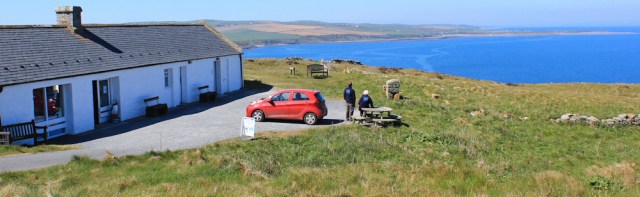 25 visitor centre, Ruth walking the Mull of Galloway Trail, Scotland