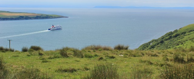 26 ferry for Ireland, Ruth hiking the Mull of Galloway trail, Scotland