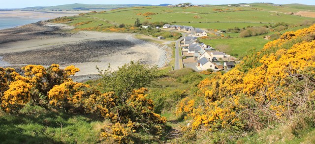 26 steep path into Stairhaven, Ruth hiking the coast, Scotland